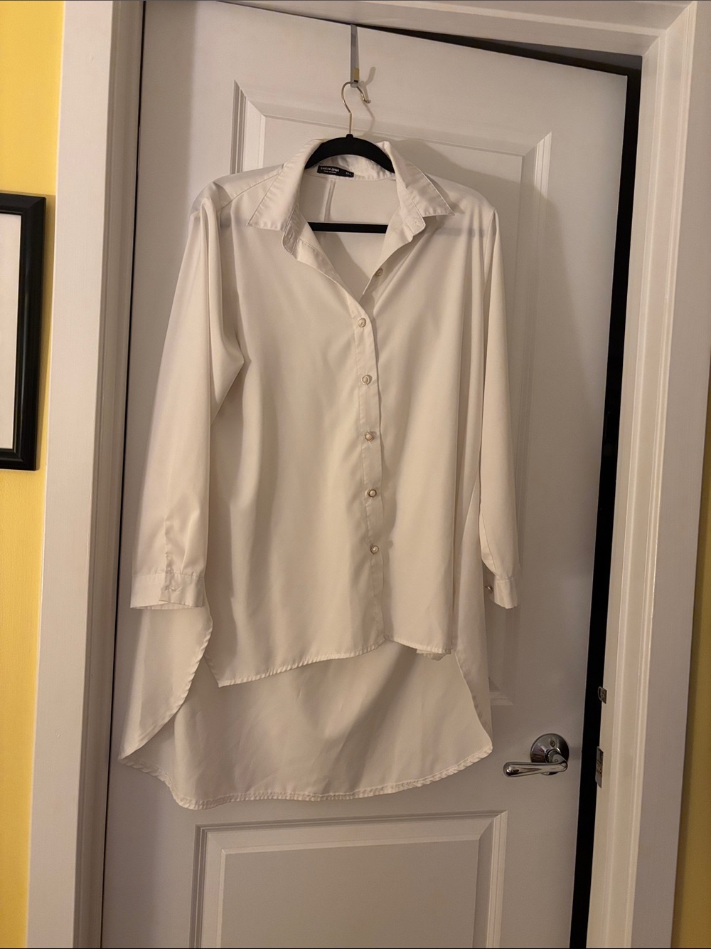 Button-Front Hi-Low Tunic Blouse - Ivory